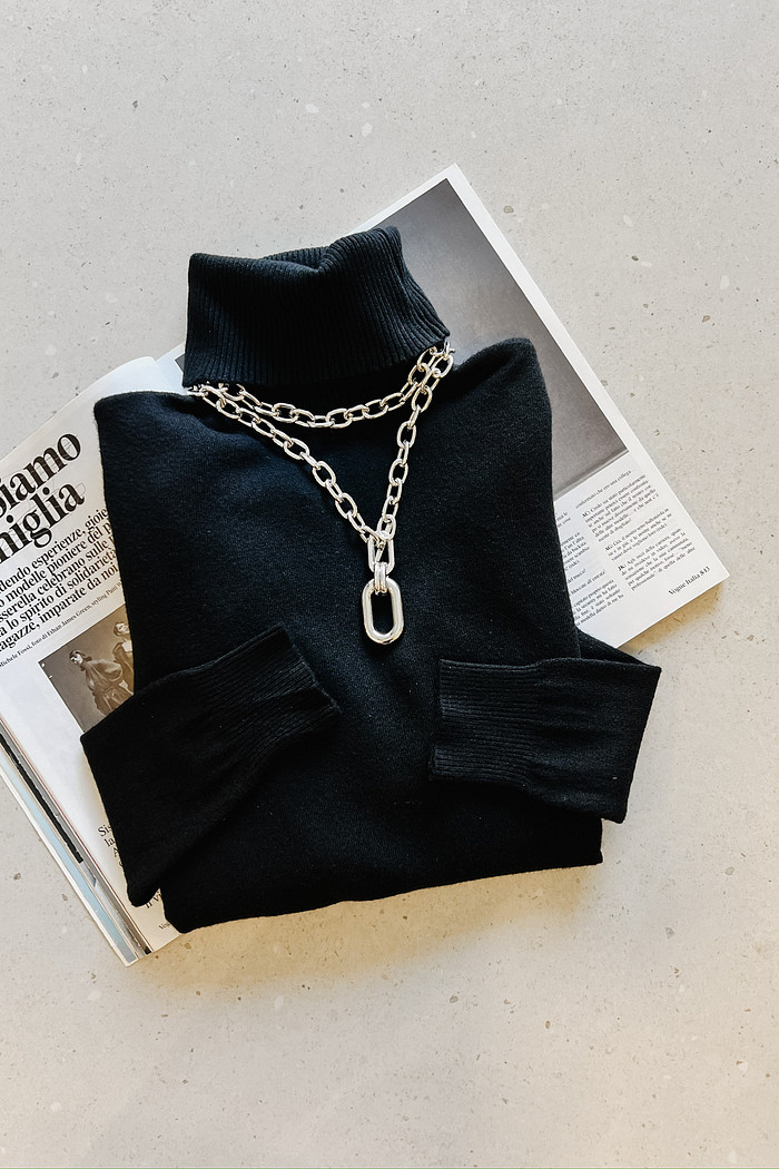 Blusa de Retilínea Suíça Preta - Mini Moni