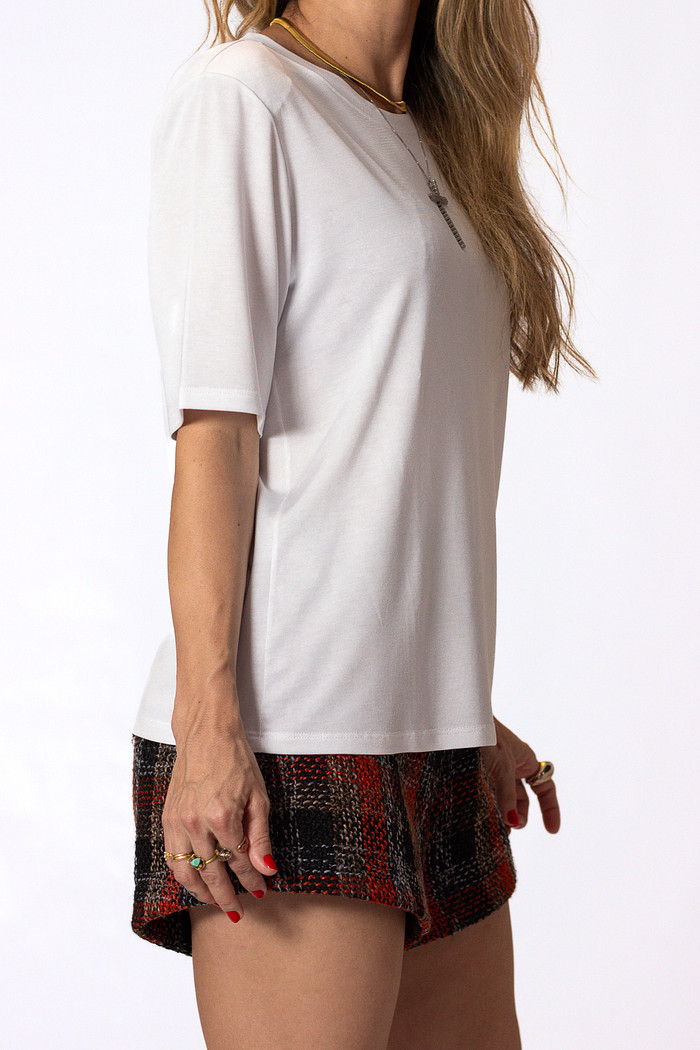 Blusa com Ombreiras Branca Suzi - Mini Moni