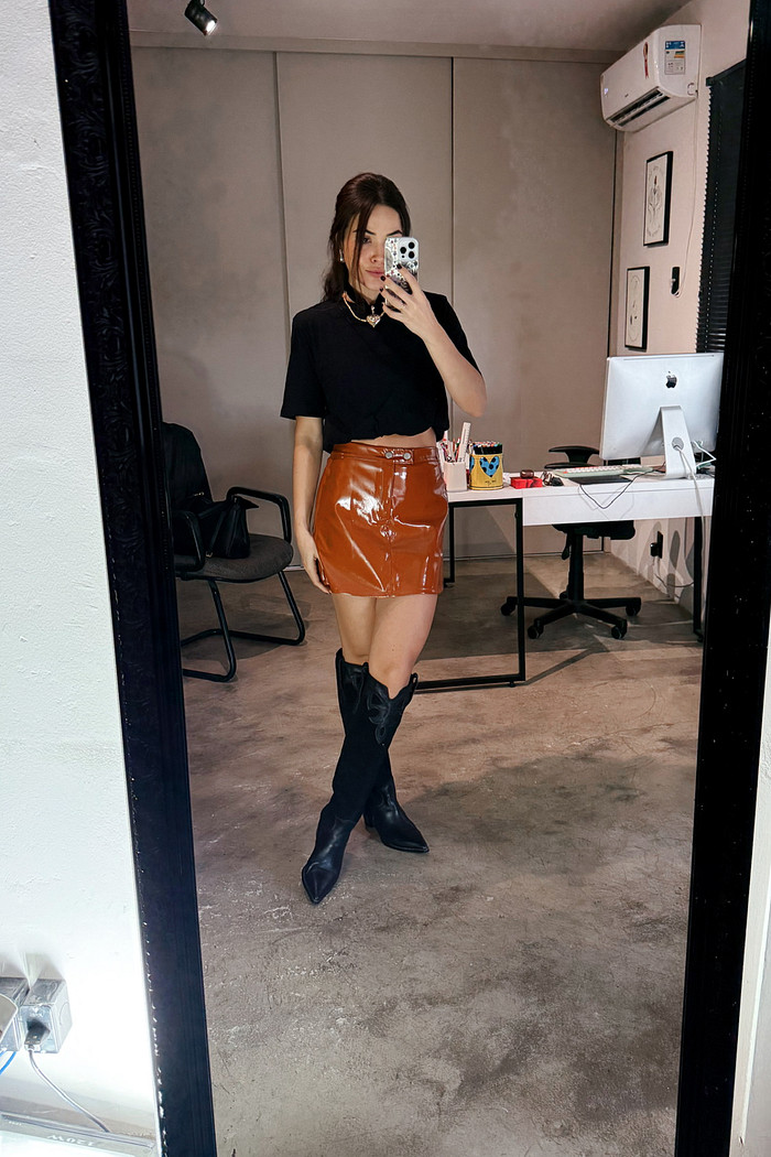 Blusa Cropped Balonê Preto Luana - Mini Moni