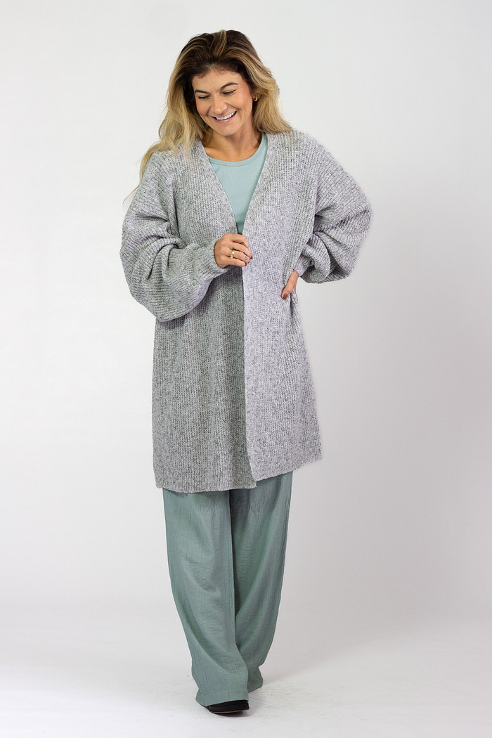 Maxi Casaco Tricô Mescla Cinthia - Mini Moni