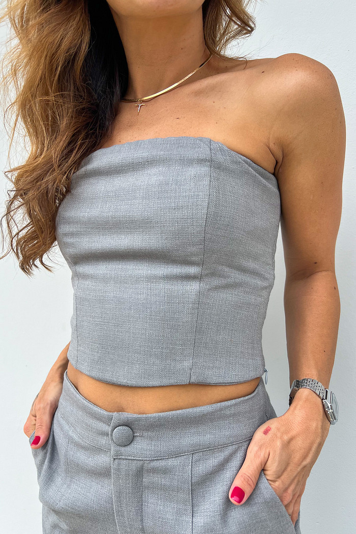 Tomara que Caia Corset Cinza Regi - Mini Moni