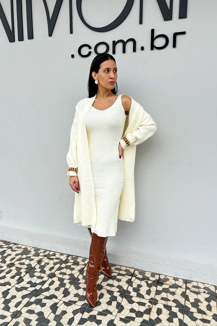 Conjunto Becky de Lã Off-White - Mini Moni