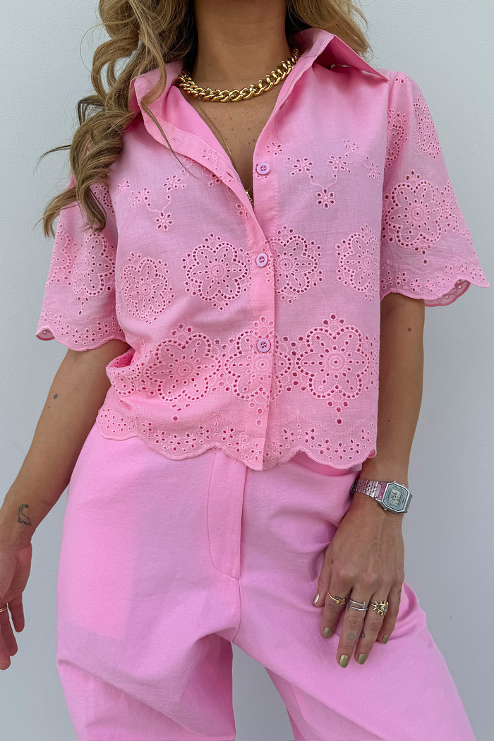 Mini Camisa Rosa de Laise - Mini Moni