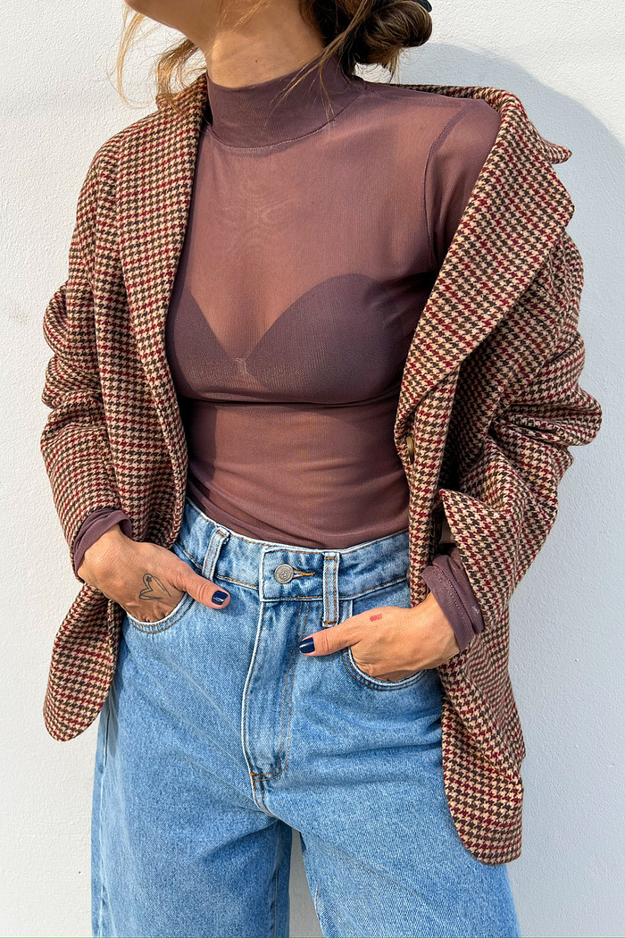 Blusa Segunda Pele Monique Marrom - Mini Moni