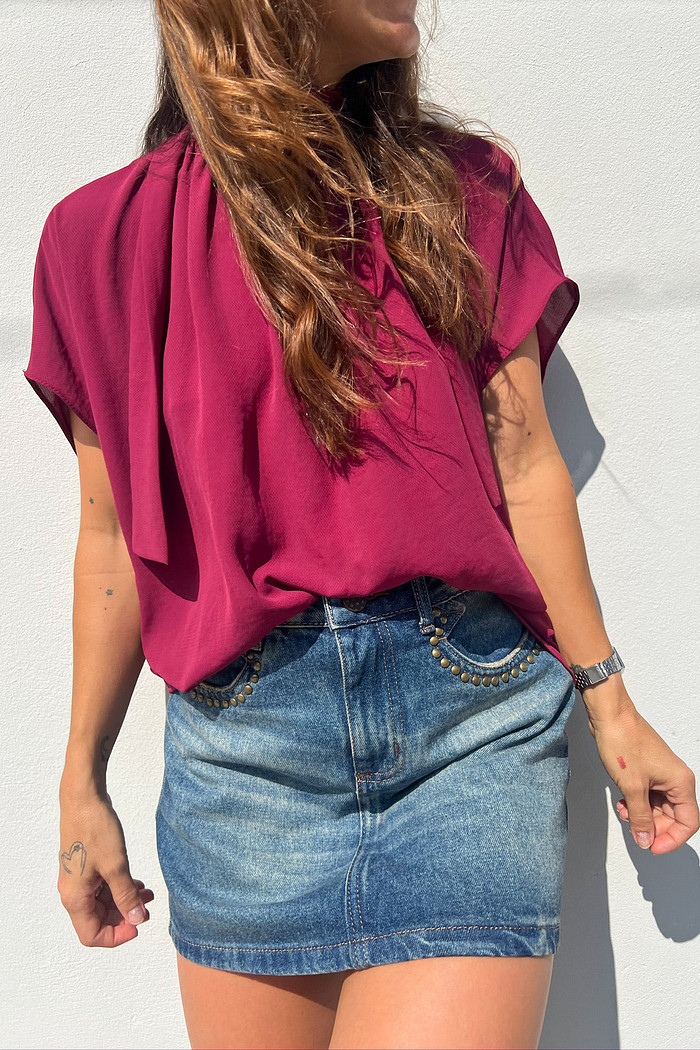 Bata de Poliéster Vinho Camile - Mini Moni