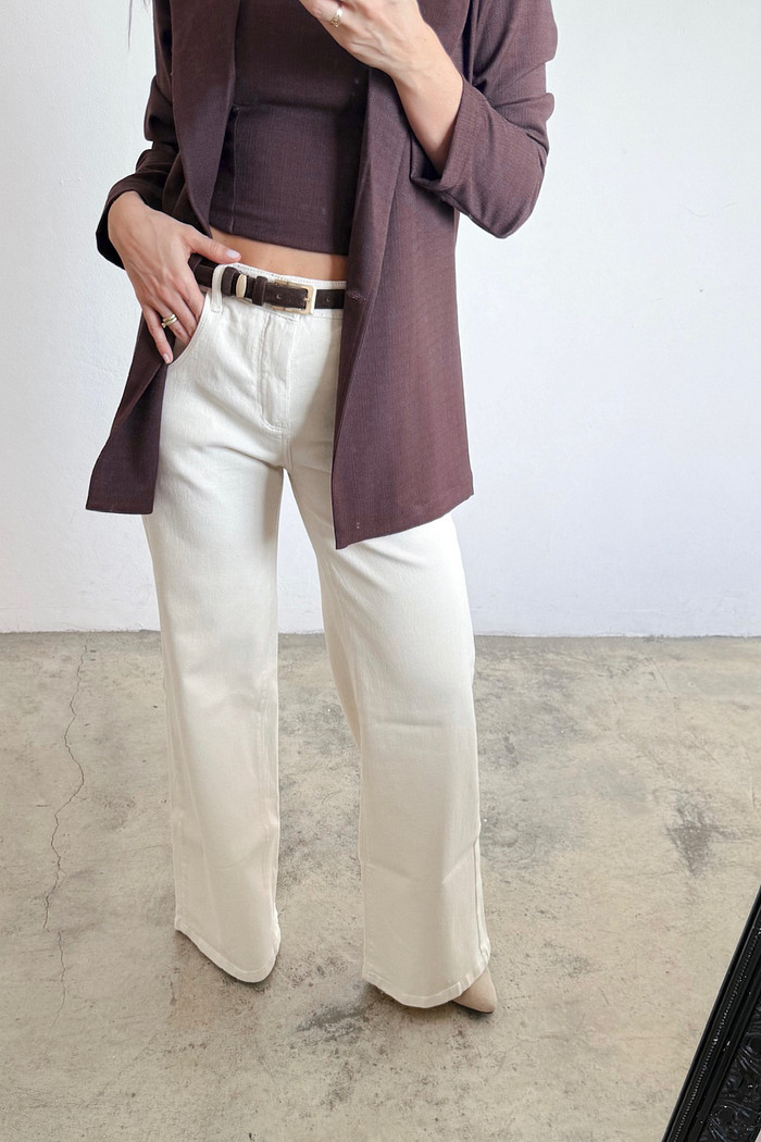 Calça de Sarja Areia Mirella - Mini Moni