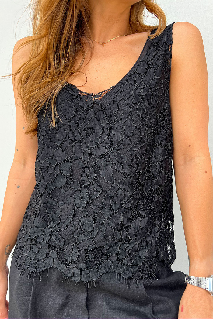 Regata de Renda Preta Santorine - Mini Moni