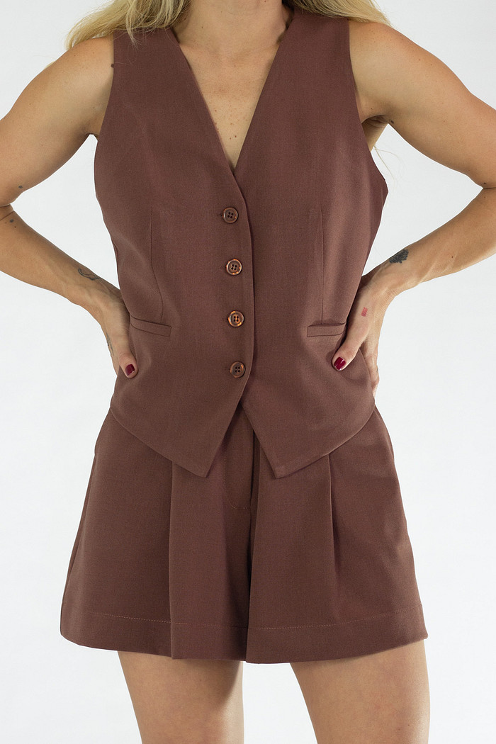 Colete de Alfaiataria Marrom Emma - Mini Moni