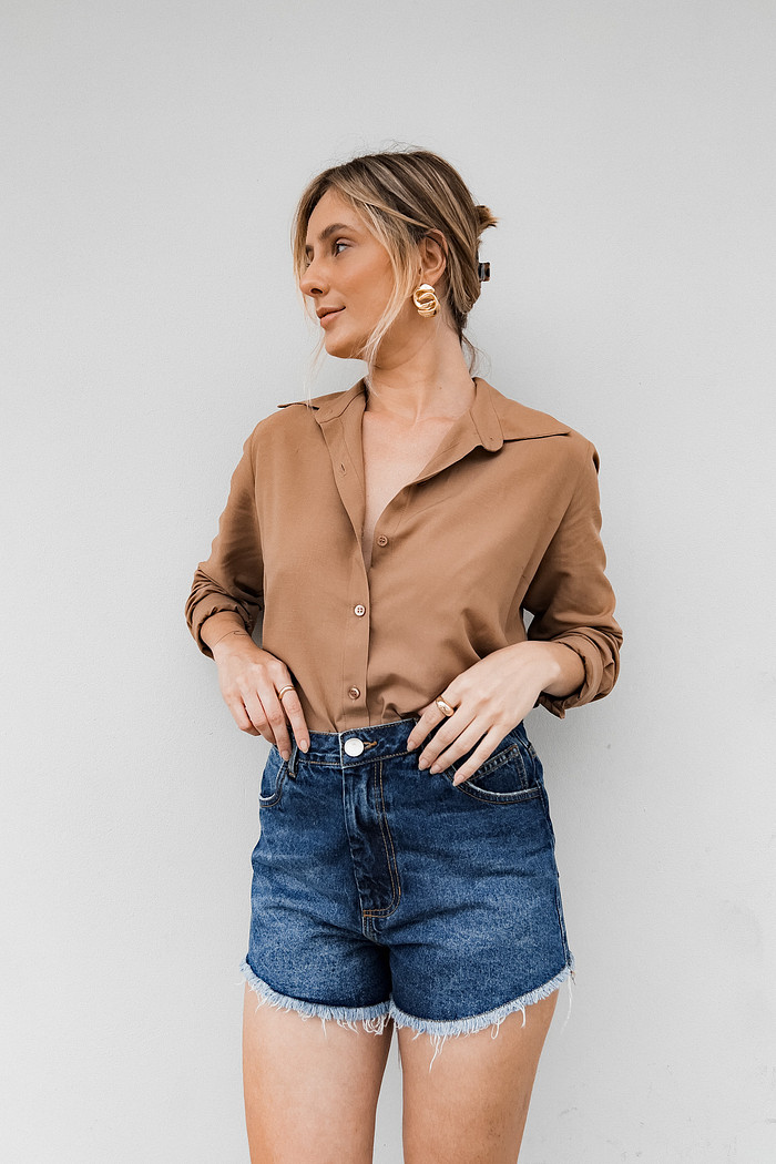 Camisa Feminina Marrom Fernandinha - Mini Moni