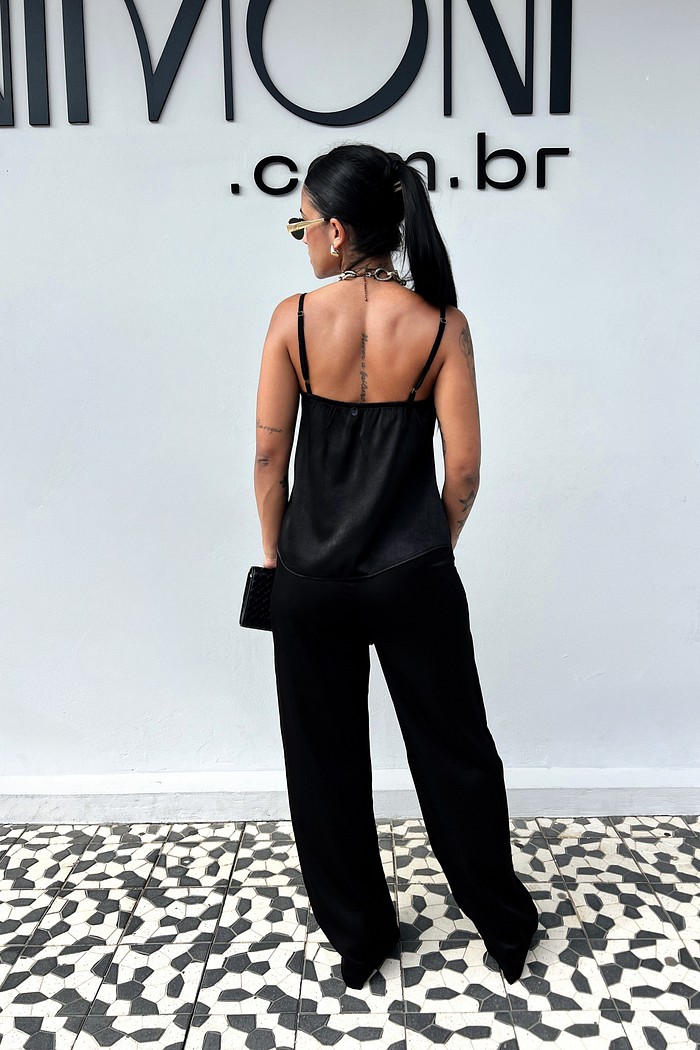 Calça Afaiataria Preta Rosalia - MiniMoni