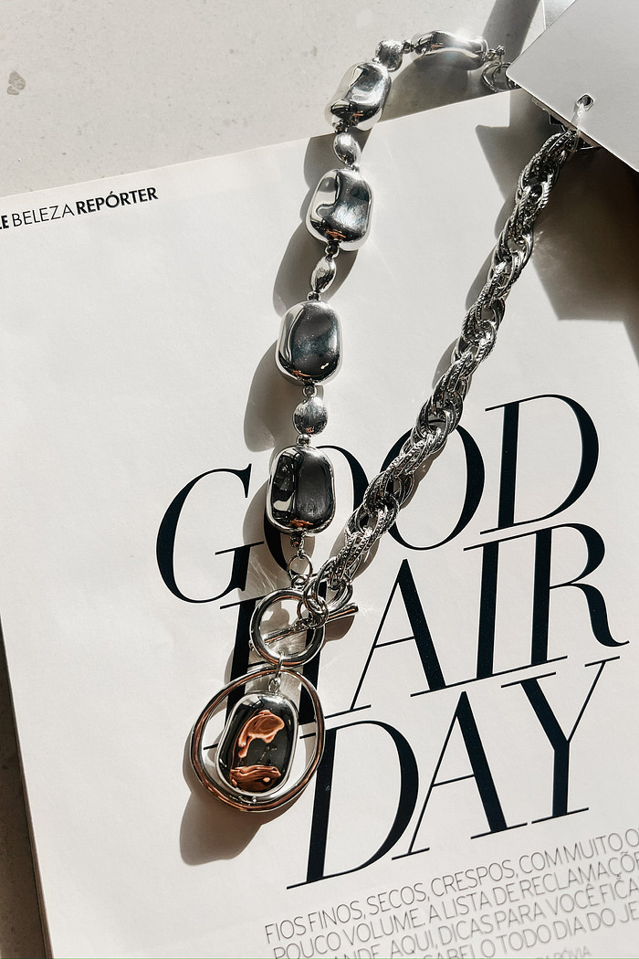 Colar Double Mix Prata - Mini Moni