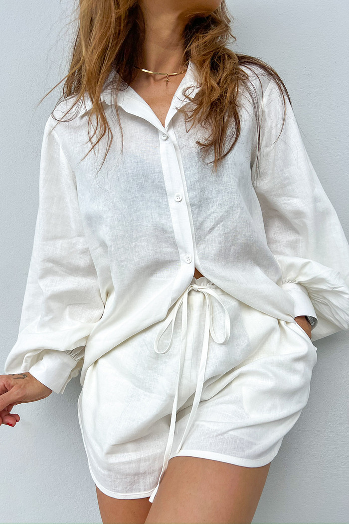 Camisa de Linho Branca Isabel - Mini Moni