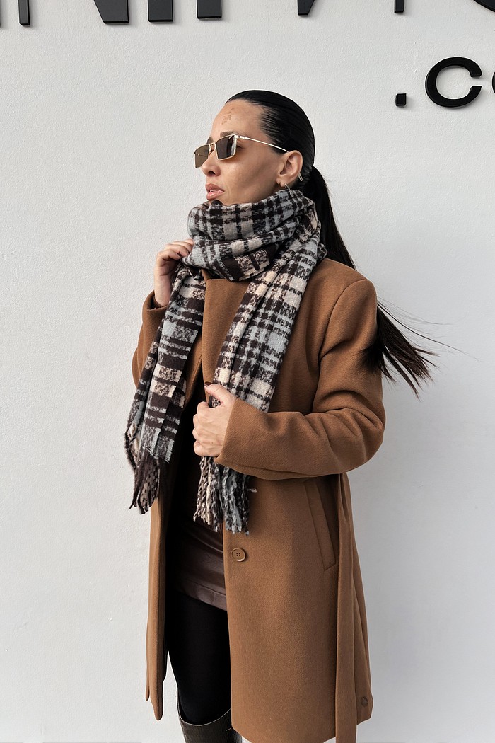 Cachecol  Marrom Xadrez - MiniMoni