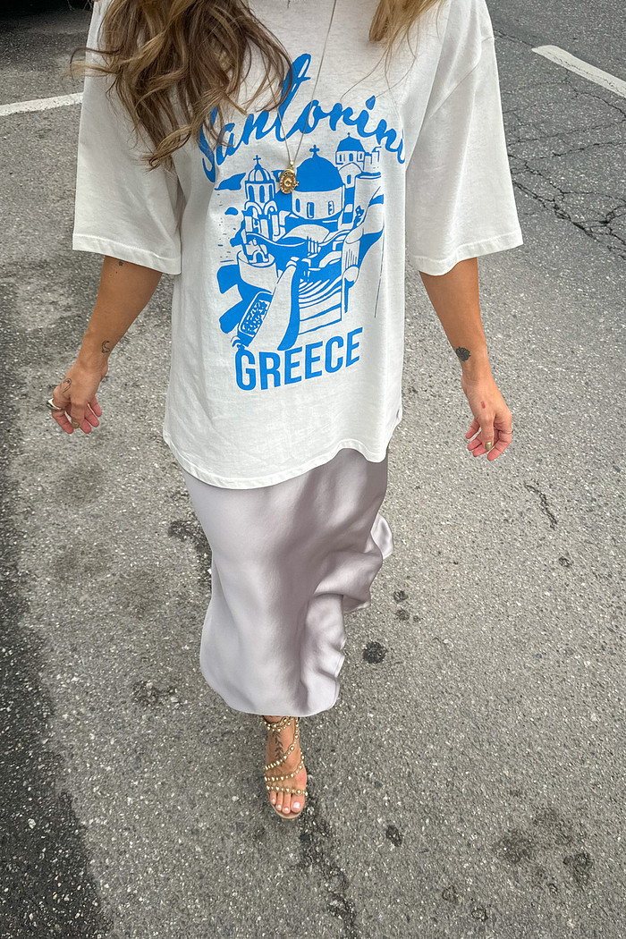 Saia Midi de Cetim Grafite Clarice - Mini Moni