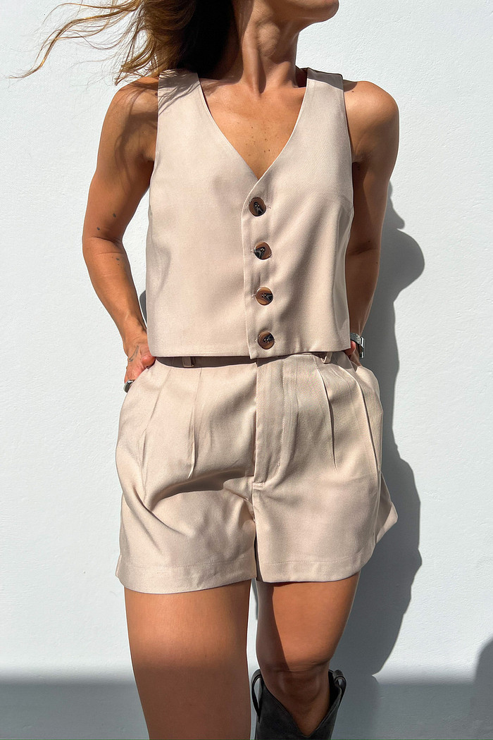 Shorts de Alfaiataria Areia Elise - Mini Moni