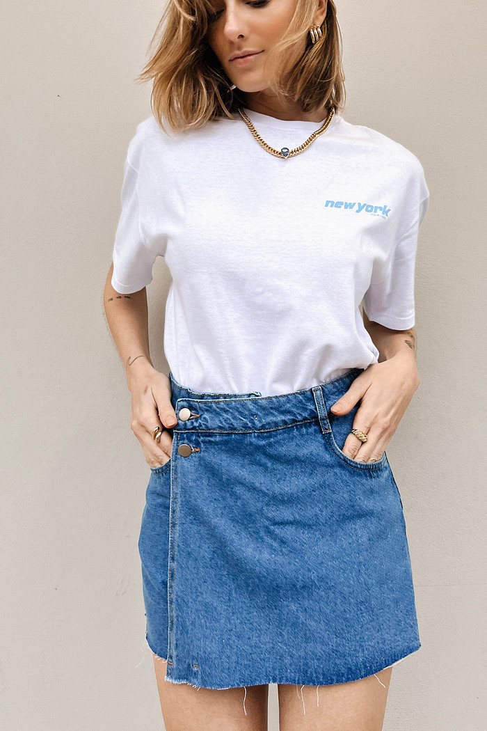 Blusa T-Shirt Branca New York - Mini Moni