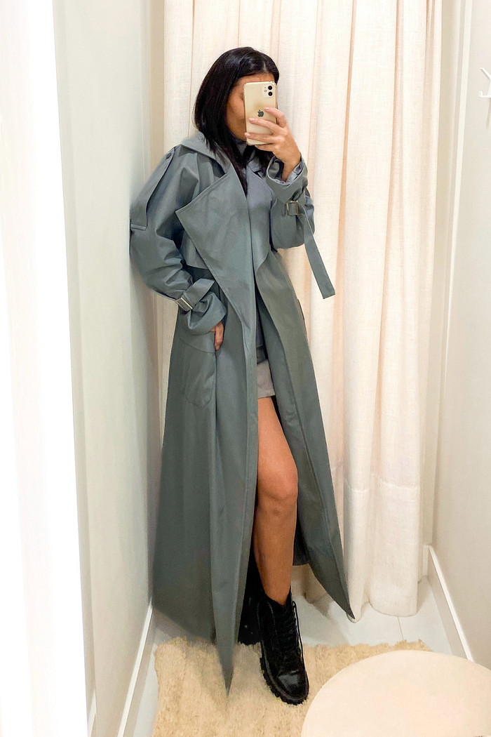Trench Coat Caroline Cinza - Mini Moni