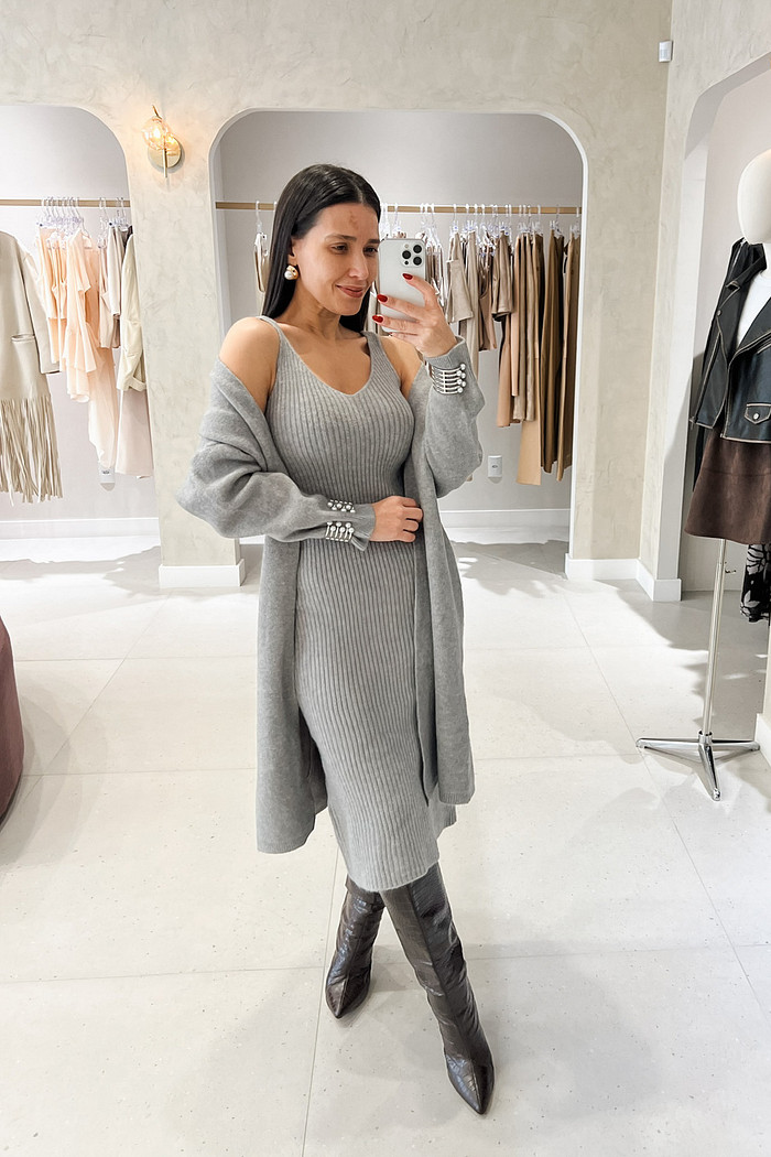 Conjunto Becky de Lã Cinza - Mini Moni