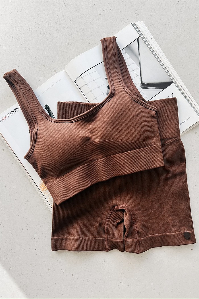 Conjunto Fit Margot Marrom Cacau - MiniMoni