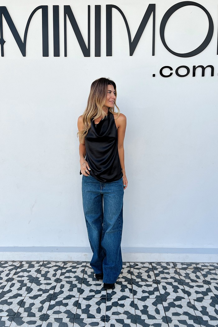 Blusa Frente Única Preta Samantha  - MiniMoni