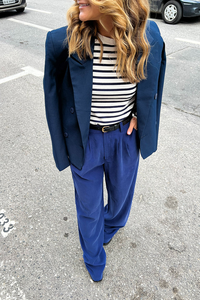 Blazer de Alfaiataria Cropped Azul - Mini Moni