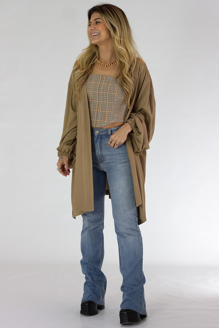 Kimono de Viscose Marrom Jasmine - Mini Moni