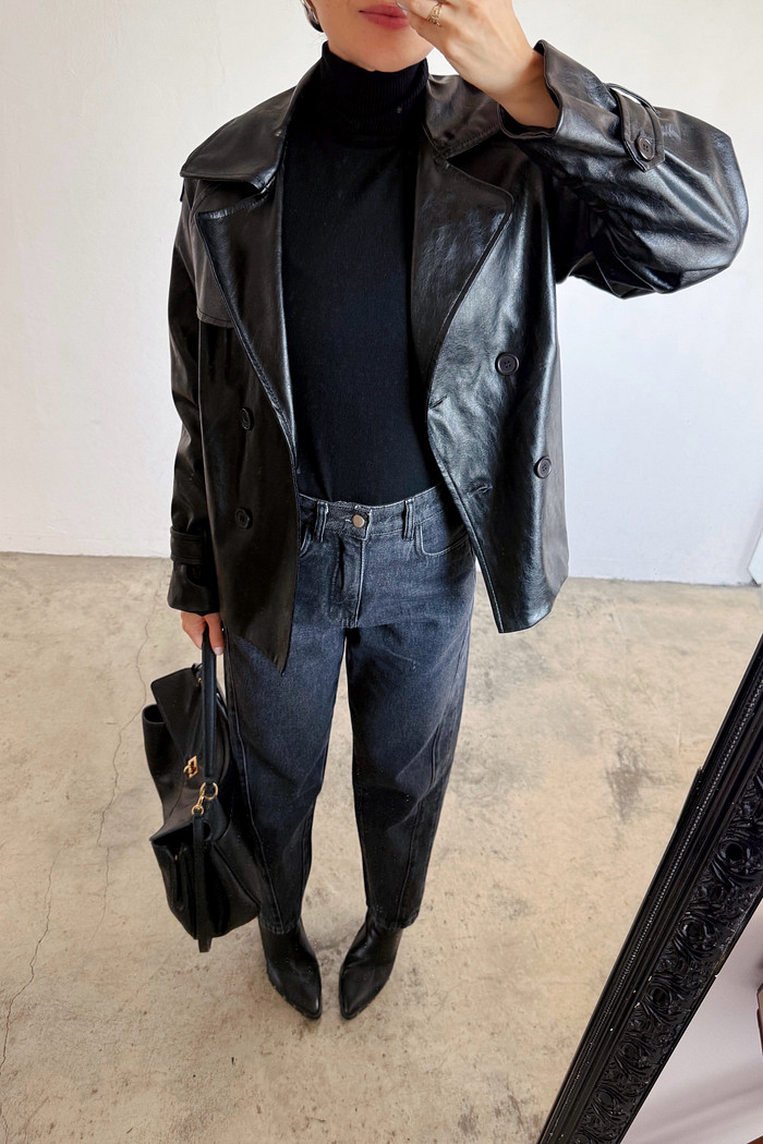 Calça Denim Cenoura Antonieta Preta - Mini Moni