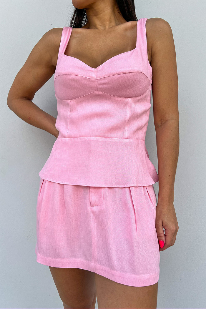 Shorts Saia de Viscose Rosa Jasmine - Mini Moni