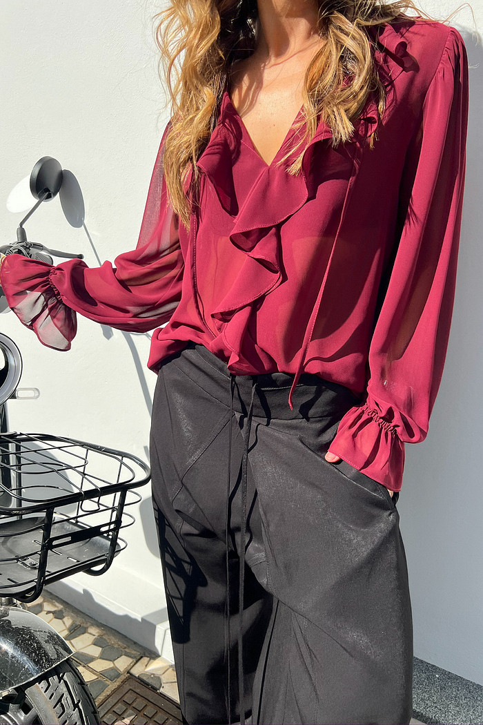 Blusa Babadeira Vinho Joanna - Mini Moni
