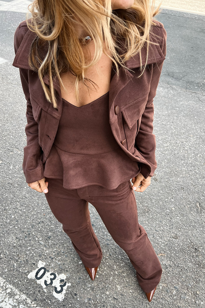 Blusa de Suede Marrom Serena – Mini Moni
