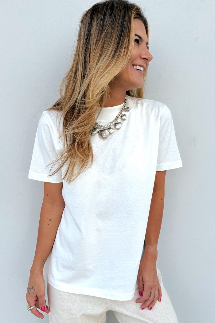 T-shirt Algodão Doce Off-white - Mini Moni