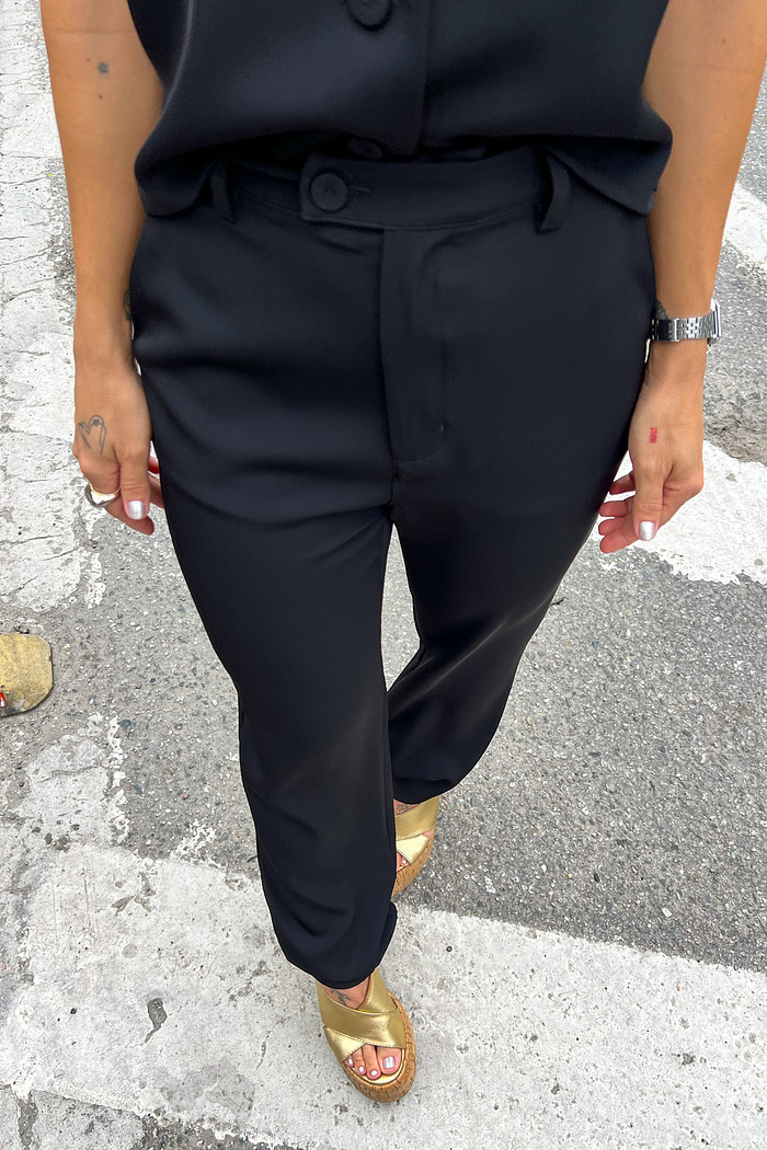 Calça de Alfaiataria Feminina Preta Benita - Mini Moni