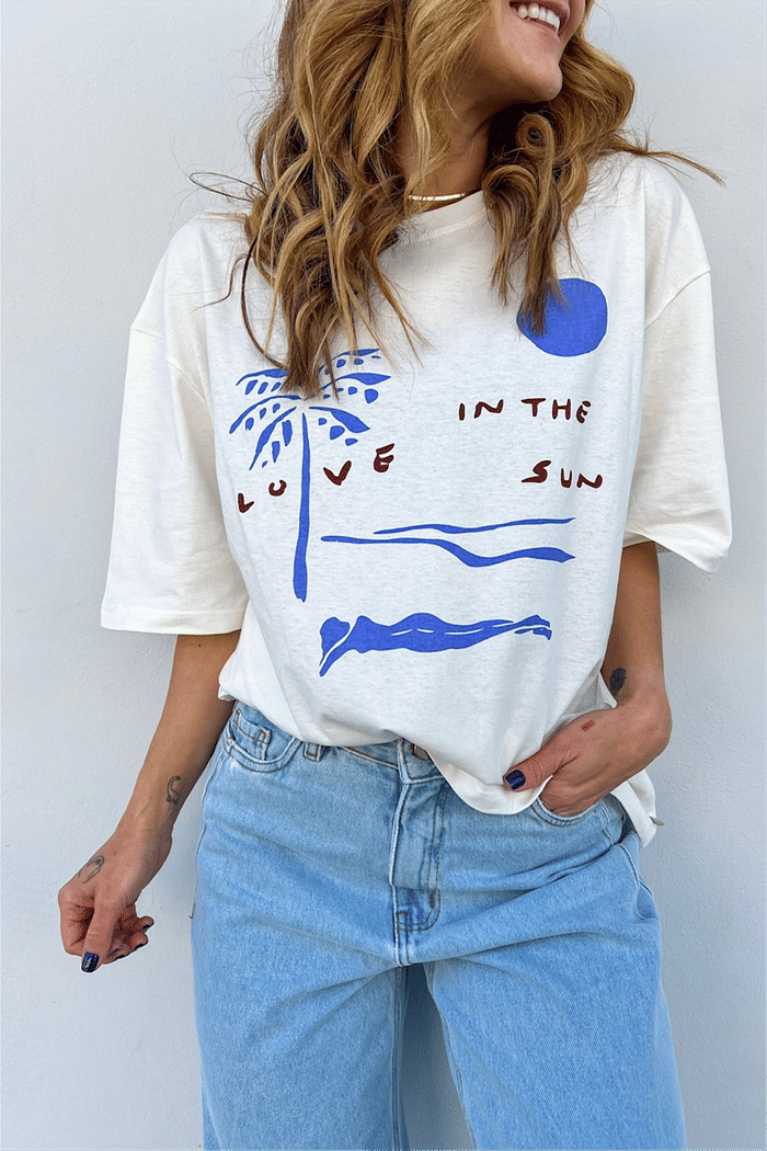 T-shirt Feminina Love in the Sun Branca Off – MiniMoni