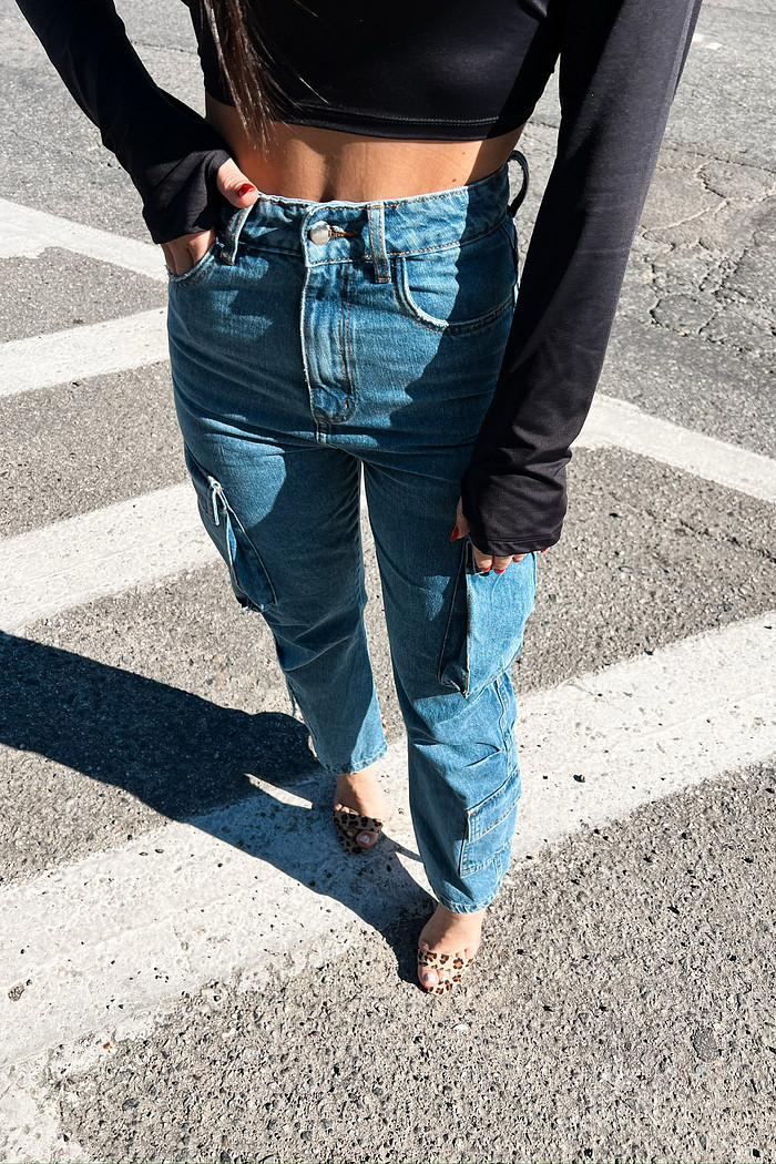 Calça Denim de Bolsos Feminina Luiza - Mini Moni