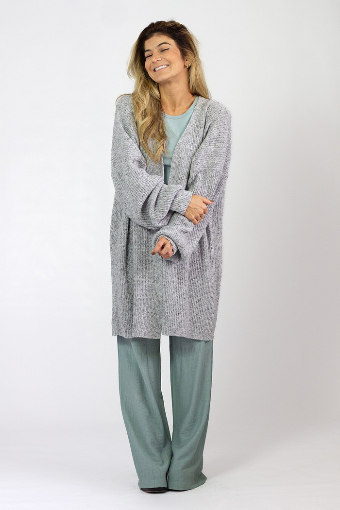 Maxi Casaco Tricô Mescla Cinthia - Mini Moni