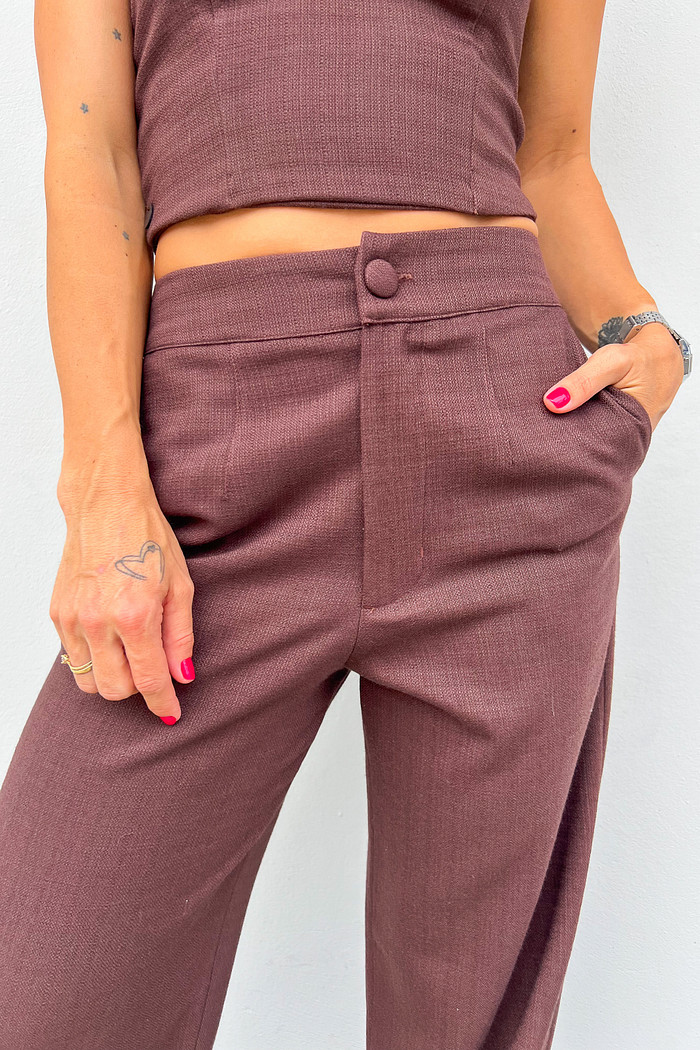 Calça de Alfaiataria Marrom Regi - Mini Moni