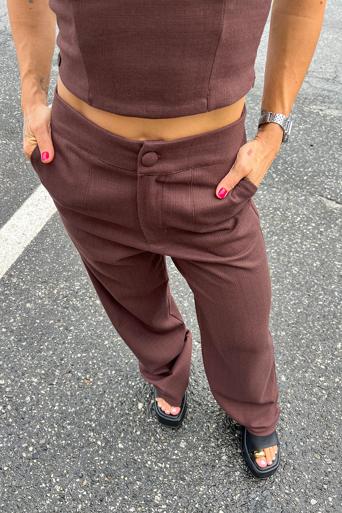 Calça de Alfaiataria Marrom Regi - Mini Moni