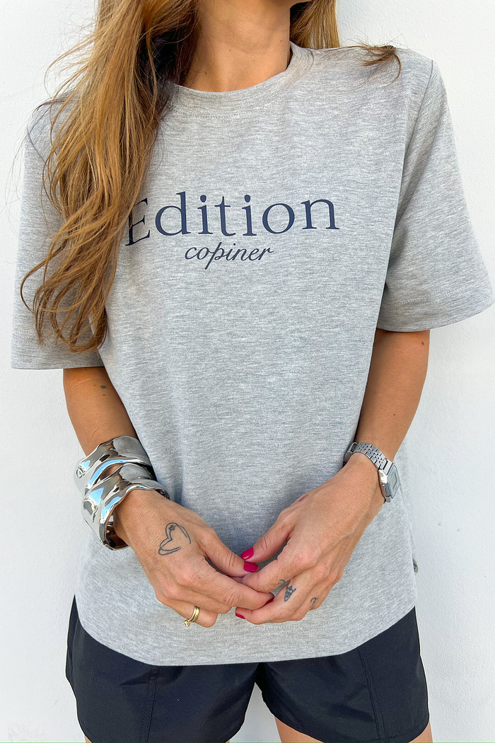 Blusa de Manga Curta Edition Cinza - Mini Moni