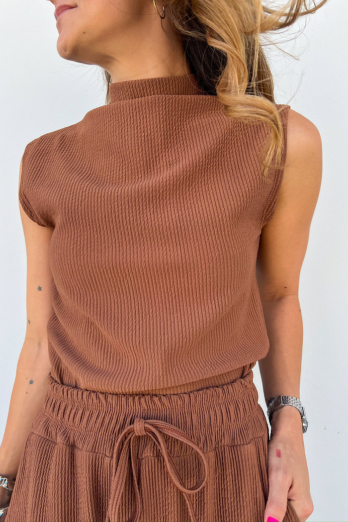 Conjunto Feminino Nervuras Chocolate - Mini Moni