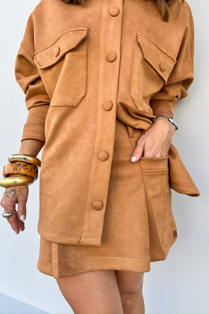 Saia de Camurça Yara Caramelo - Mini Moni