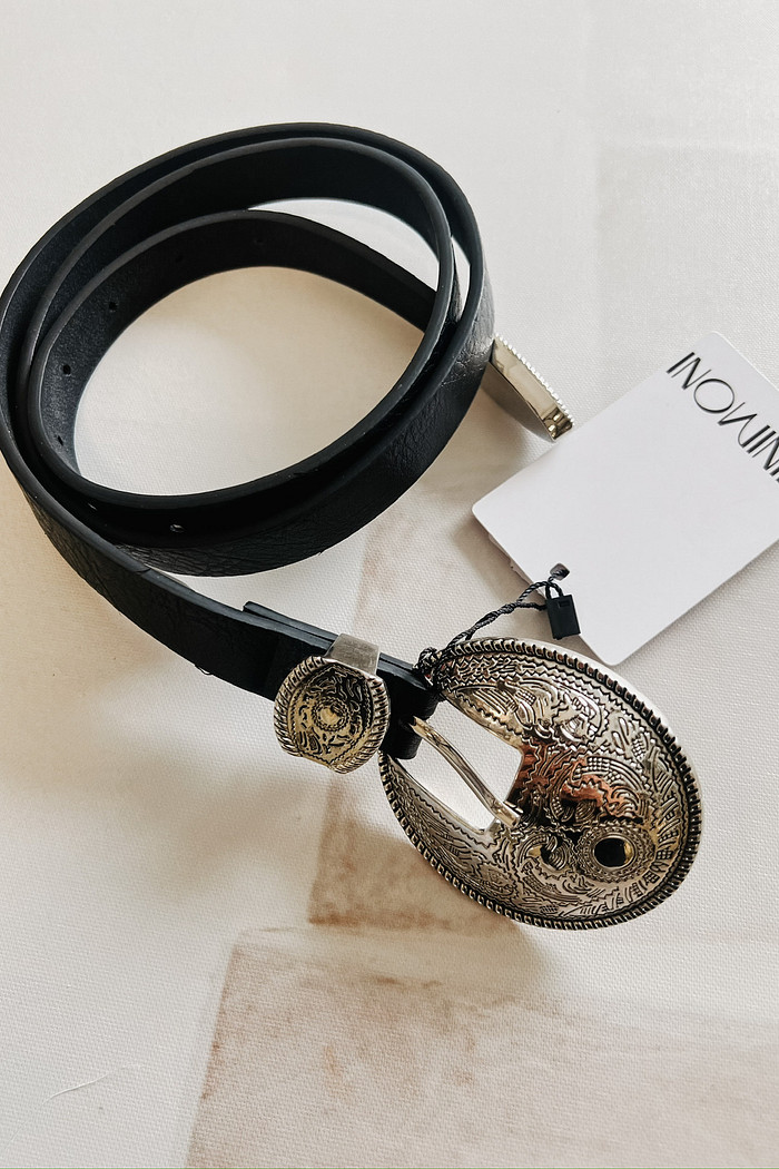 Cinto de Couro Preto Castela - Mini Moni