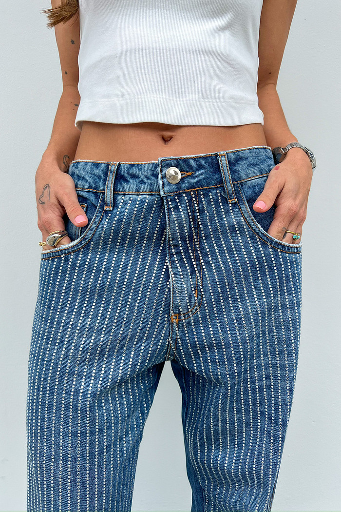 Calça Denim Strass - Mini Moni