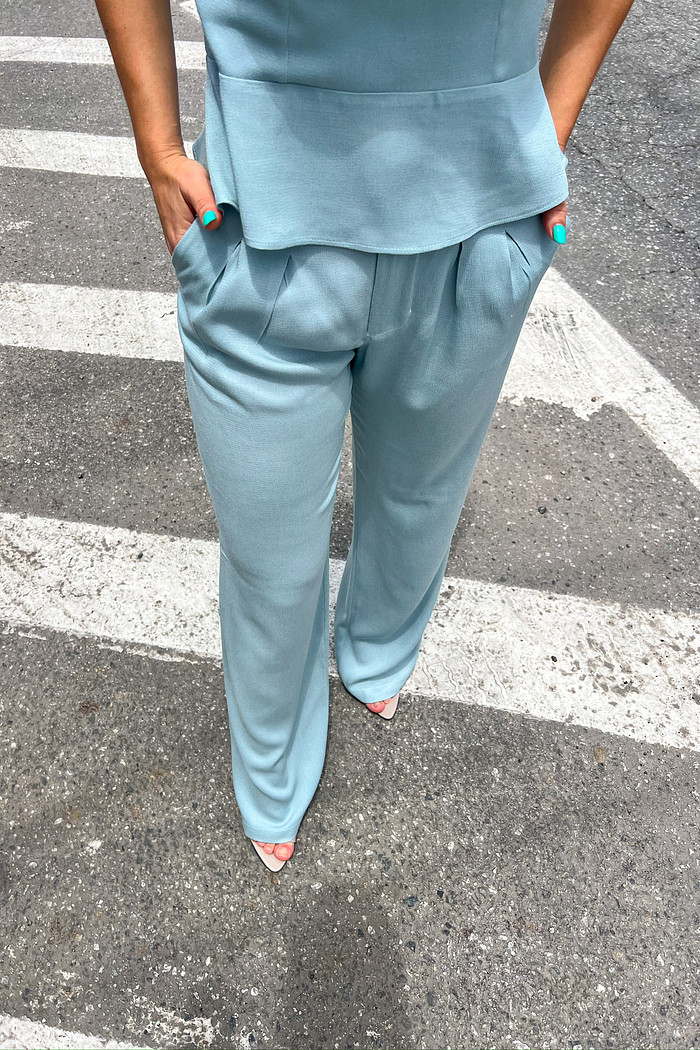 Calça de Alfaiataria Jasmine Azul Báltico - Mini Moni