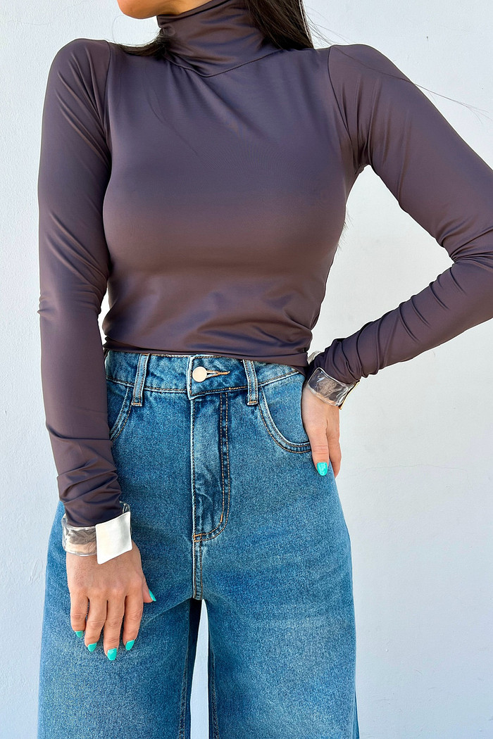 Blusa Manga Longa Elisa Cinza - Mini Moni