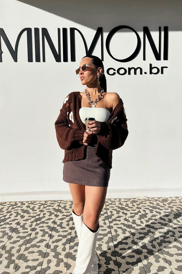 Cardigam  Cacau Floral Carlota - MiniMoni