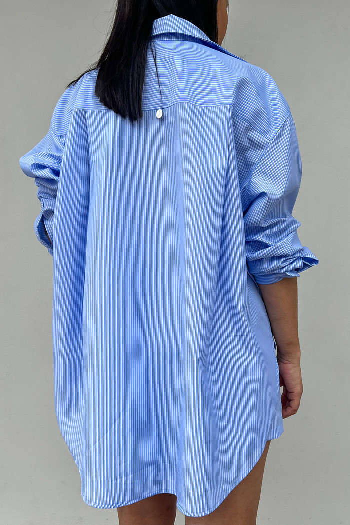 Maxi Camisa de Alfaiataria Listrado Santorini - Mini Moni