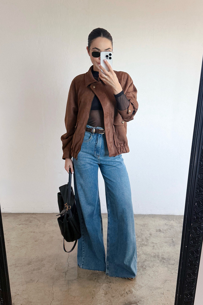 Jaqueta Bomber Chamois Marrom - Mini Moni