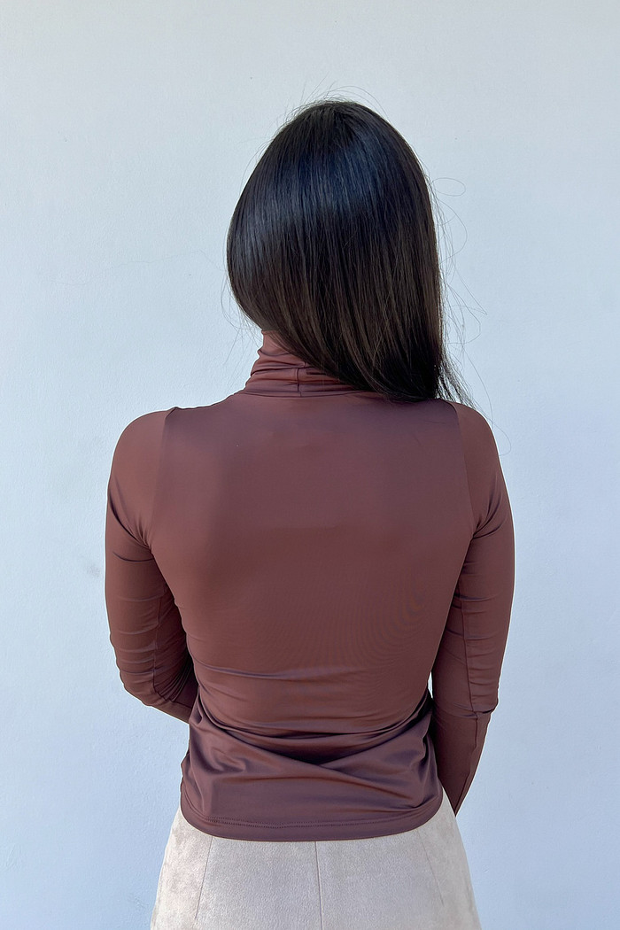 Blusa Manga Longa Elisa Marrom - Mini Moni