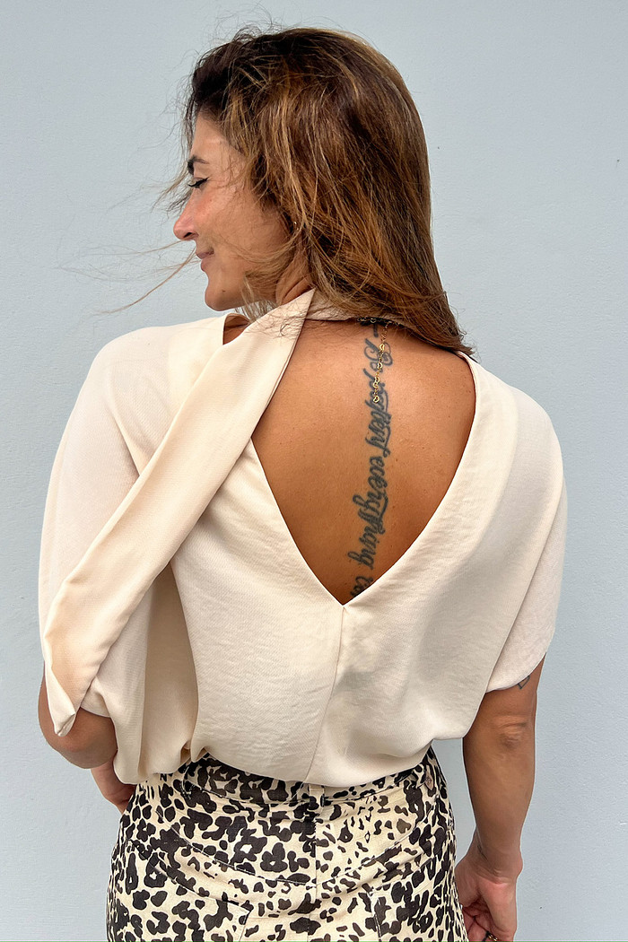 Bata de Poliéster Bege Camile - Mini Moni