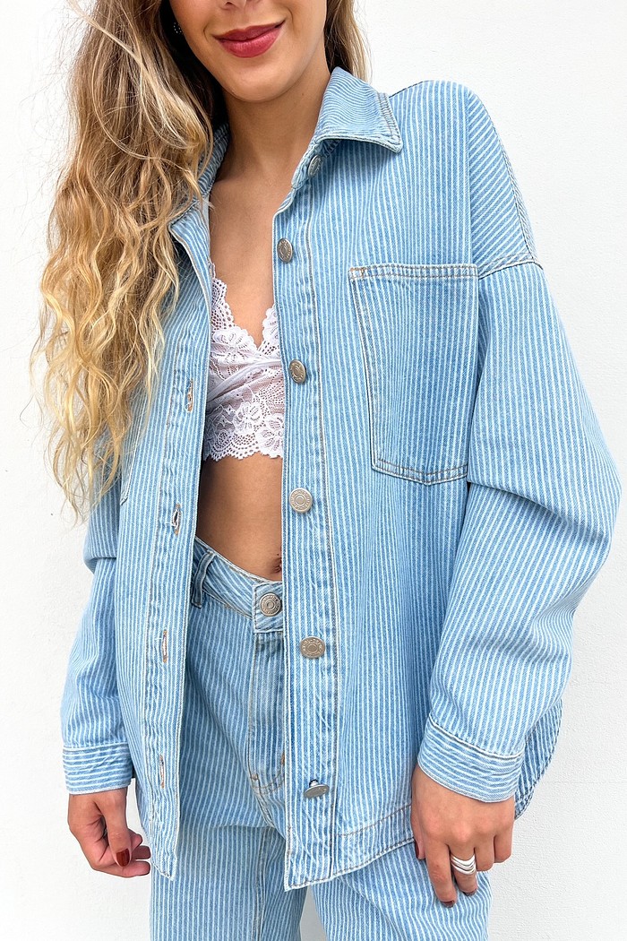 Camisa Jeans Feminina Listrada Pandora - Mini Moni